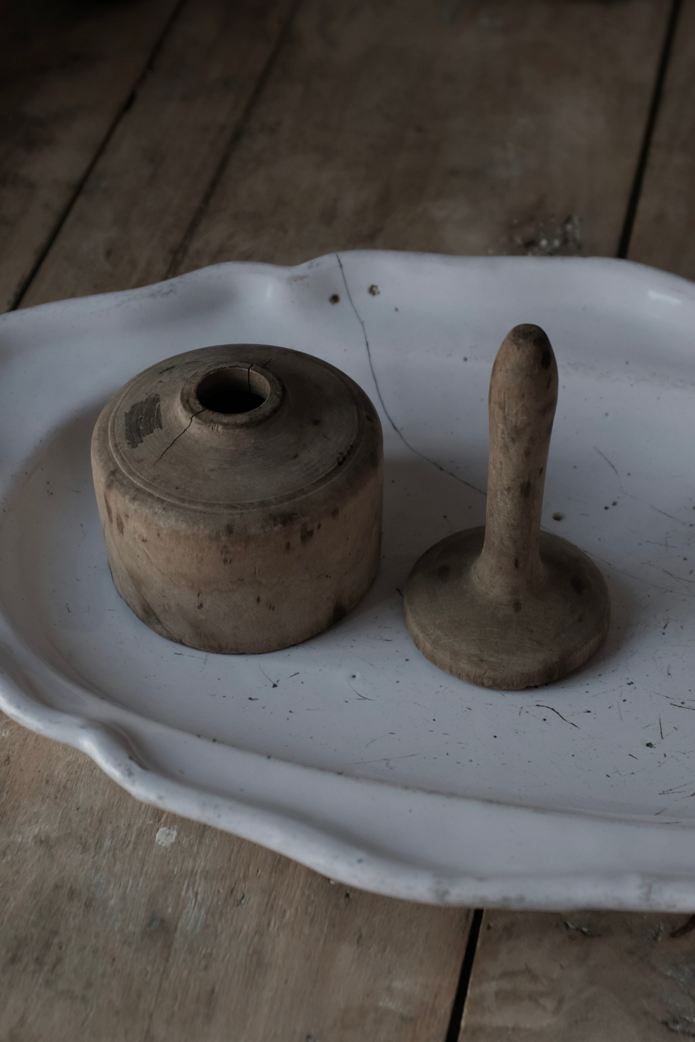  Antique Wooden Butter Mold, Antique,- ambiant