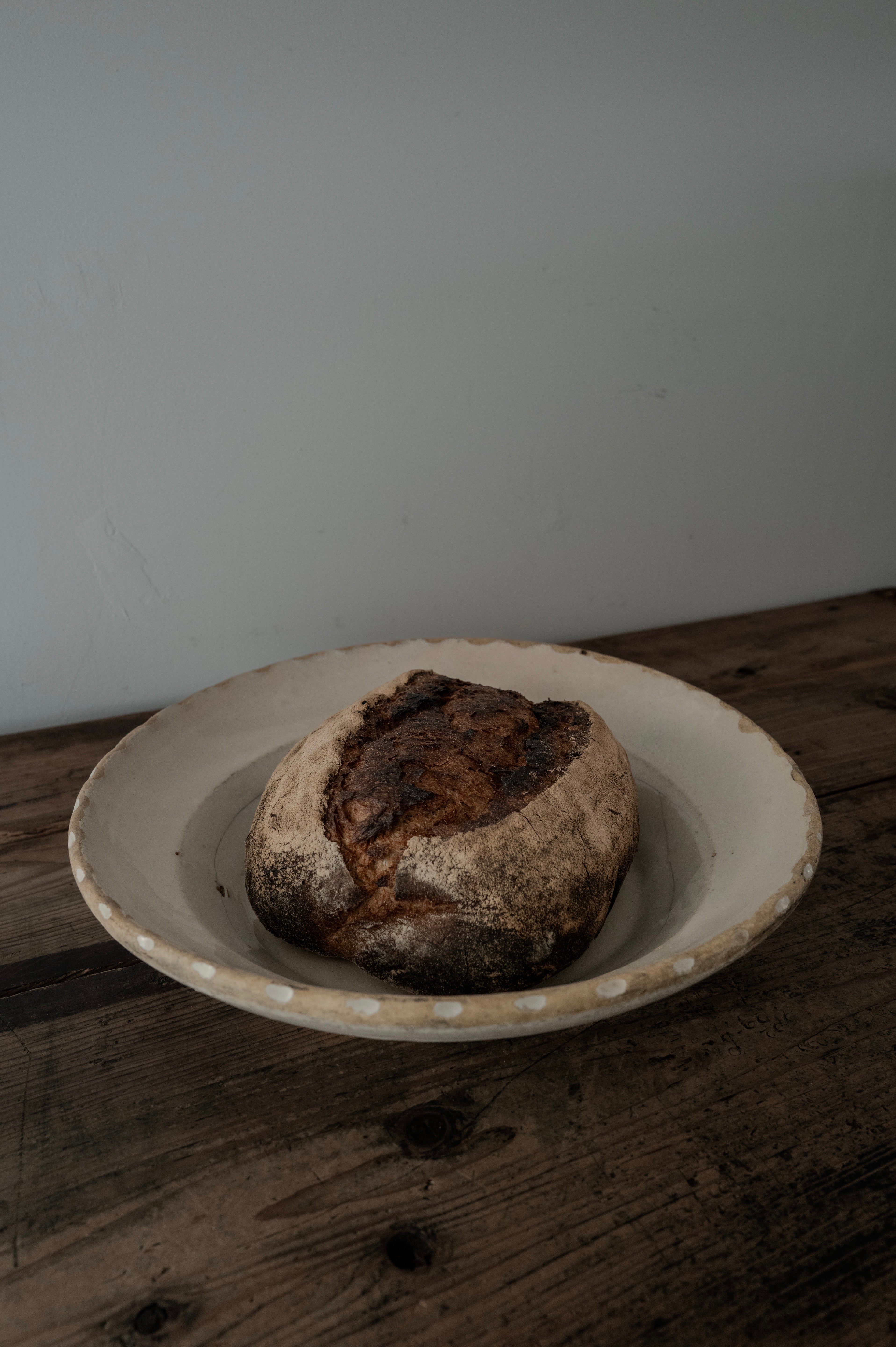  19世紀 イタリア プーリア グロッターリエ 白錫釉 輪花大皿 AN-4176, Antique,- ambiant