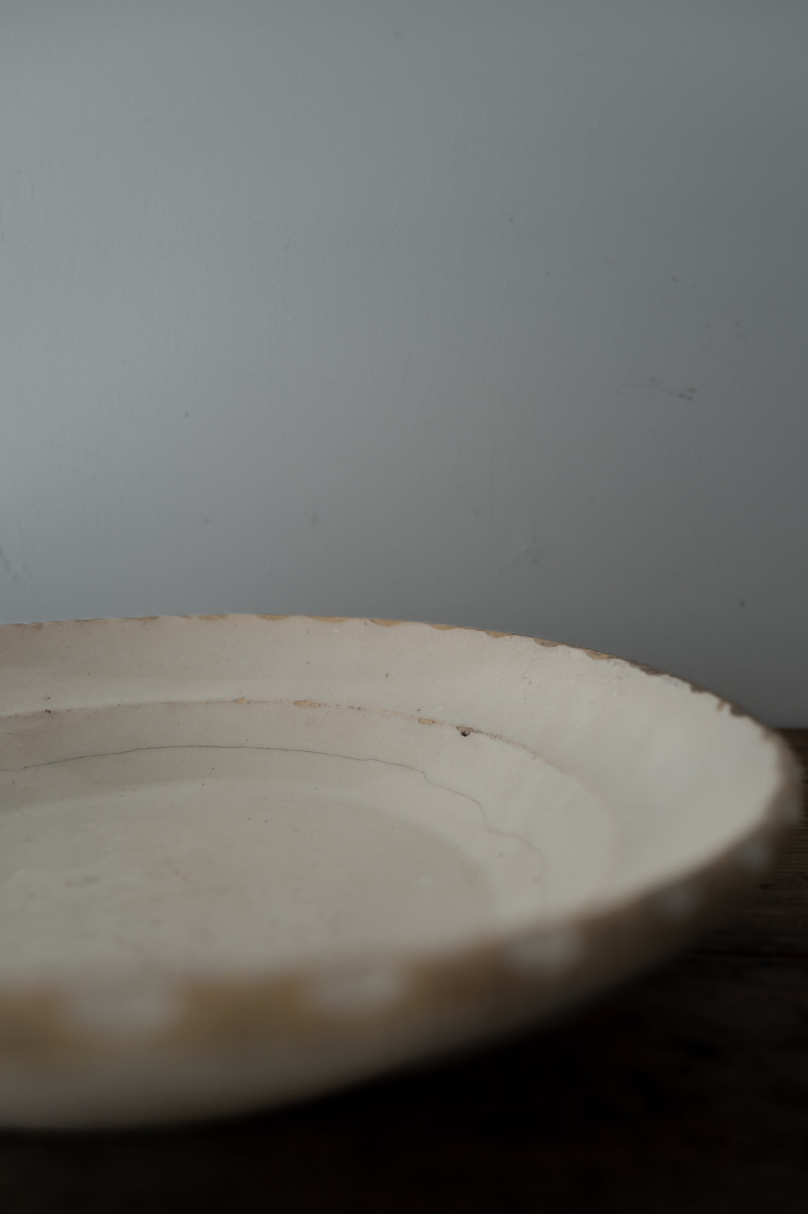  19世紀 イタリア プーリア グロッターリエ 白錫釉 輪花大皿 AN-4176, Antique,- ambiant