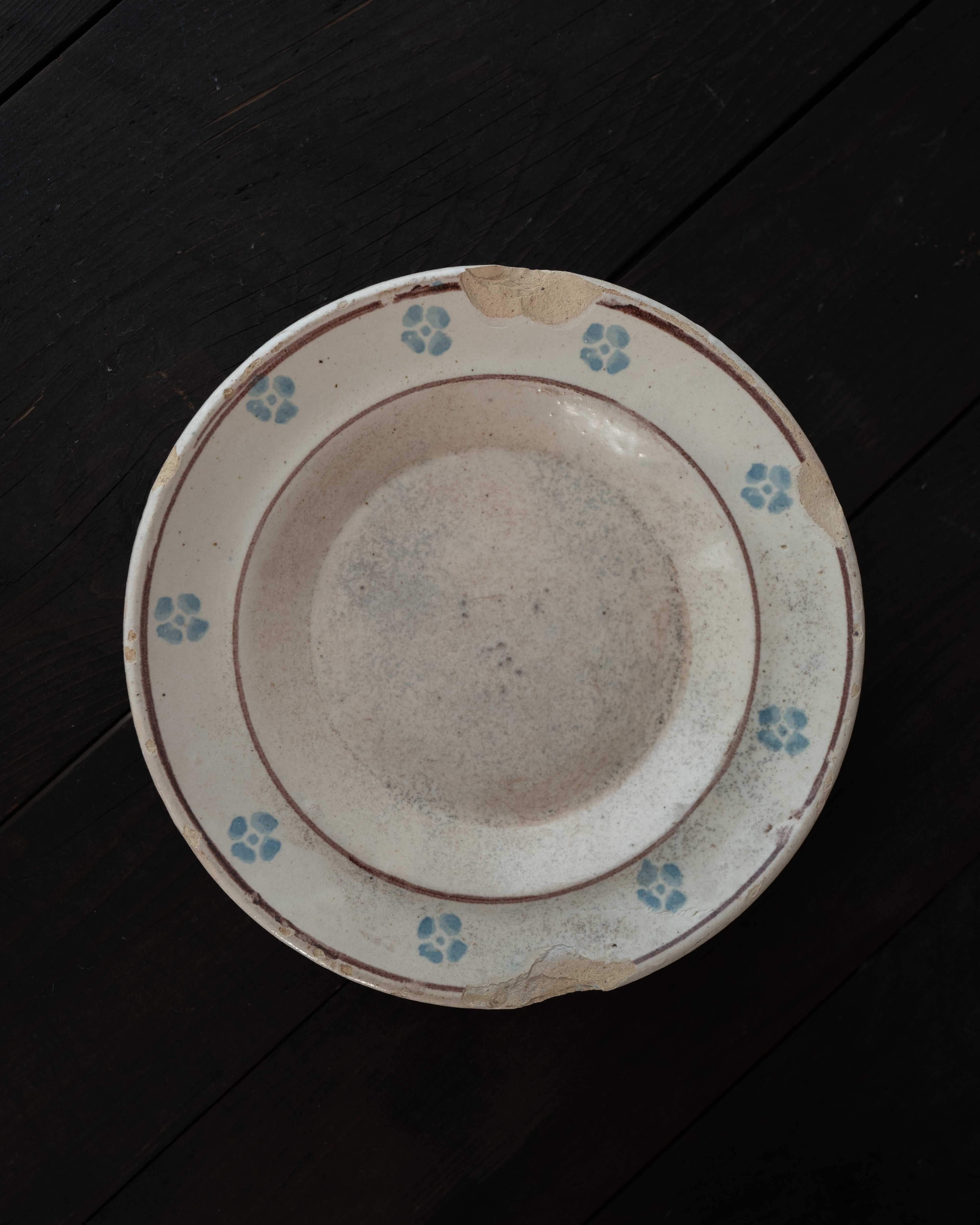 Large plate with blue pattern, AN-5235, from Grottaglie, Puglia, Italy