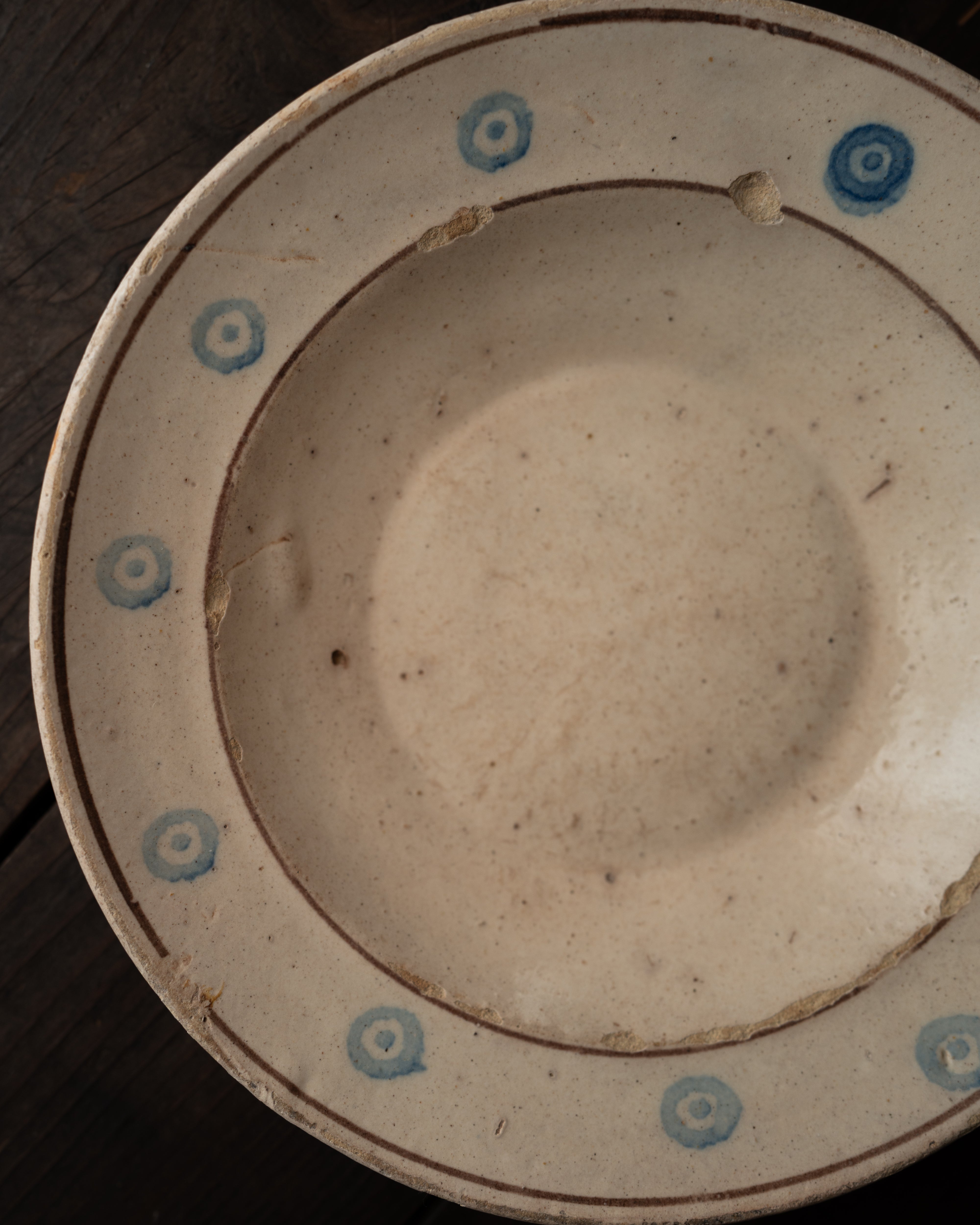 プーリア アンティーク 陶器 青文様皿 イタリア グロッターリエ AN-5200