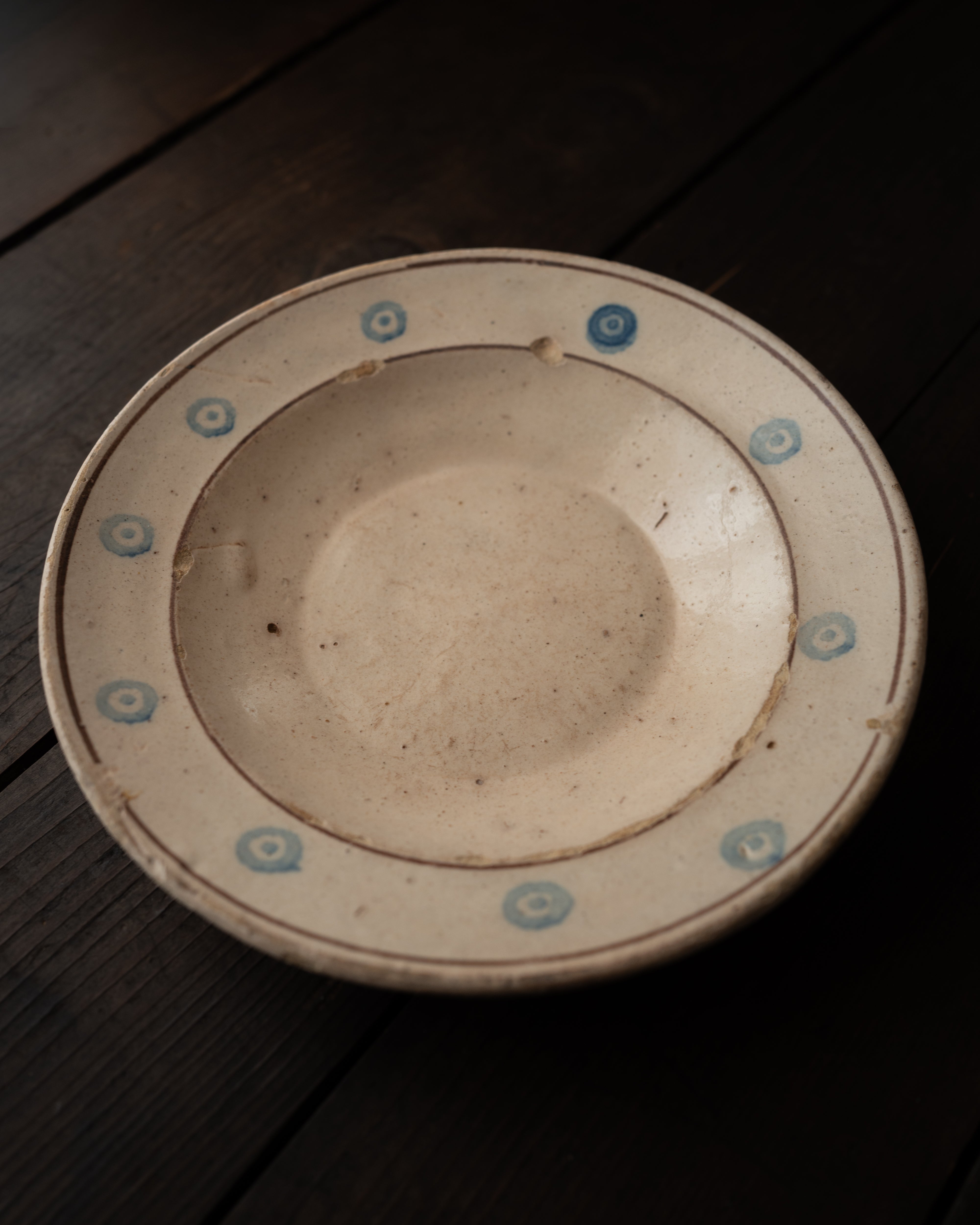 プーリア アンティーク 陶器 青文様皿 イタリア グロッターリエ AN-5200